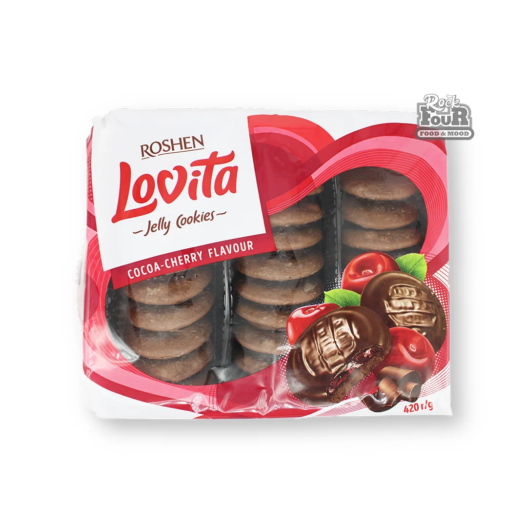 Cookie "Roshen Lovita Jelly Cookies" with cherry flavor filling 420g